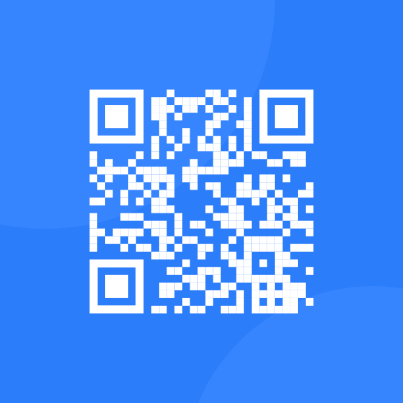 an blue image with a QR